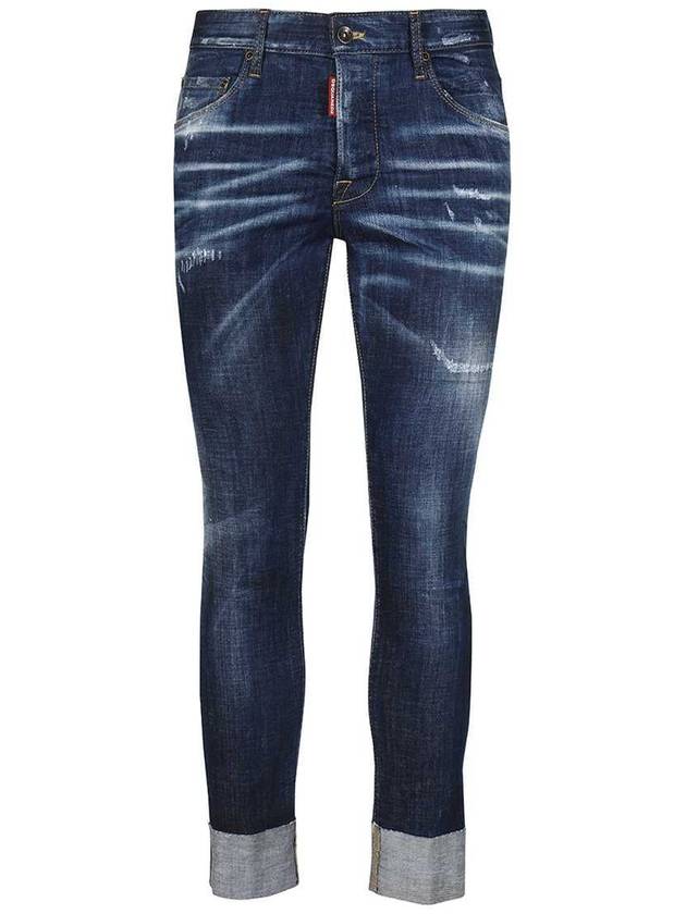 Men's Distressed Effect Crop Jeans Blue - DSQUARED2 - BALAAN 2