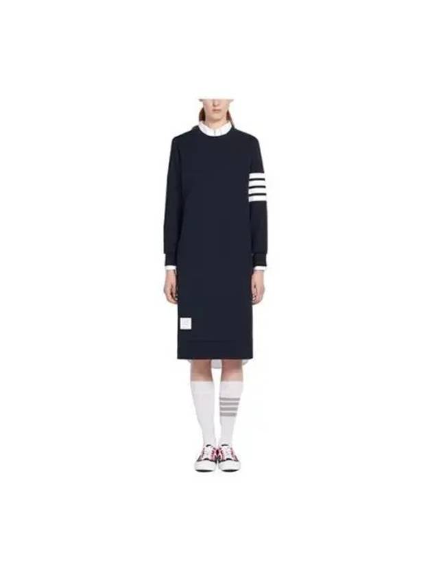 Classic Loopback 4-Bar Sweater Midi Dress Light Navy - THOM BROWNE - BALAAN 2