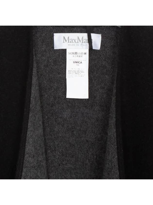 Hilde Logo Print Wool Cape Black - MAX MARA - BALAAN 4