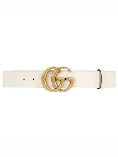 GG Marmont Buckle Leather Belt White - GUCCI - BALAAN 2