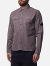 Organic Gabardine Buttoned Lens Long Slevee Shirt Purple - CP COMPANY - BALAAN 4