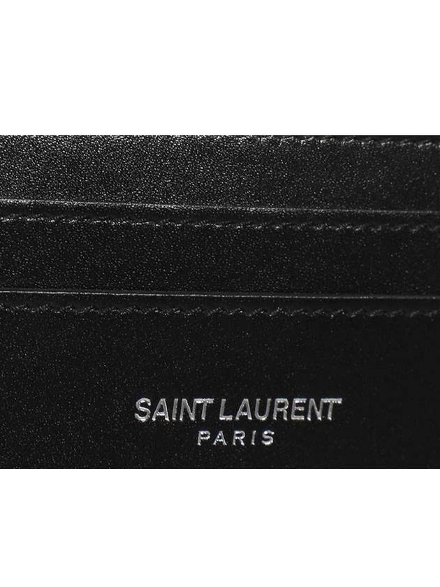 Embossed Leather Card Wallet Black - SAINT LAURENT - BALAAN 4