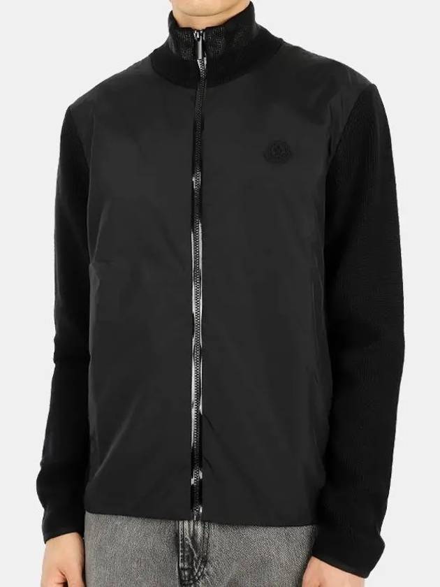 Men's Logo Tricot Zip-Up Cardigan Black - MONCLER - BALAAN 3