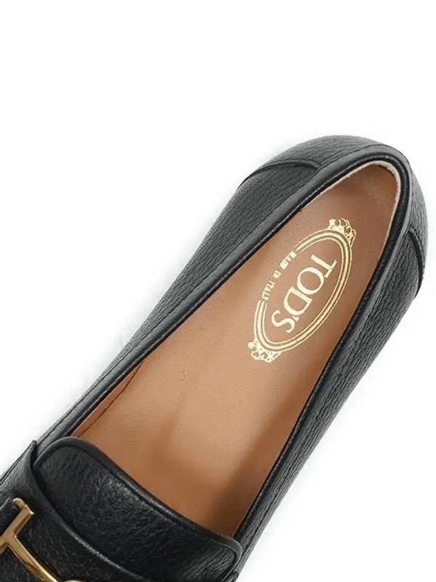 Women's Double T Logo Leather Loafers Black - TOD'S - BALAAN 6