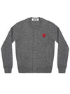 Round neck red heart emblem wool cardigan gray AX N007 - COMME DES GARCONS PLAY - BALAAN 1