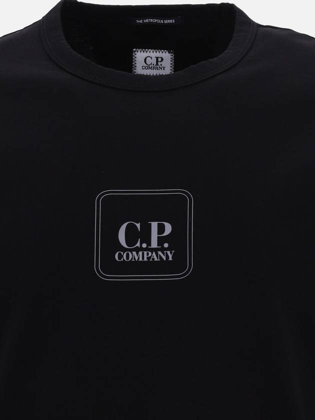 Metropolis Logo Print Short Sleeve T-Shirt Black - CP COMPANY - BALAAN 4