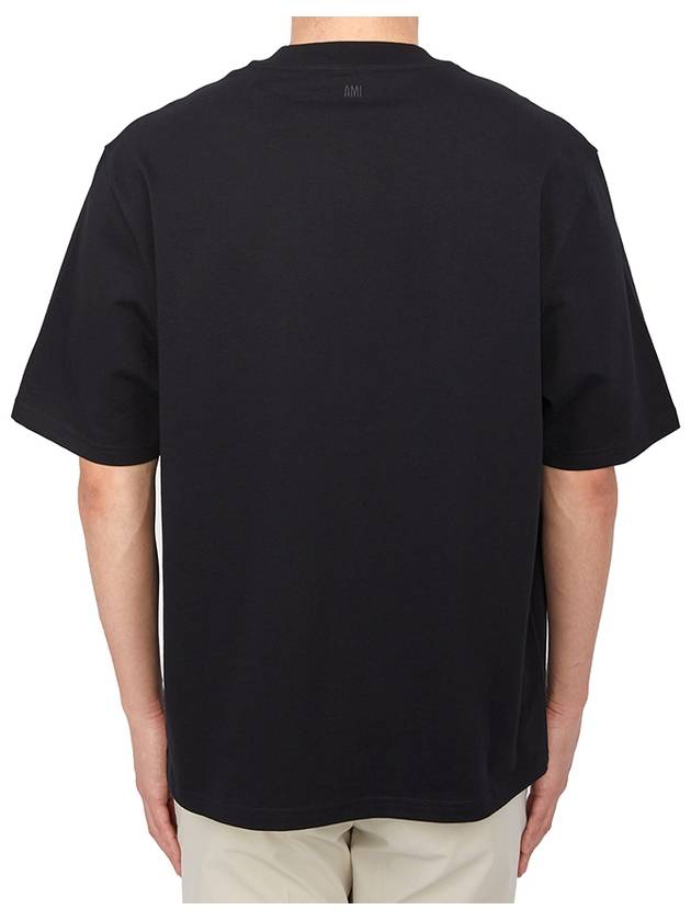 Logo Cotton Short Sleeve T-Shirt Black - AMI - BALAAN 4