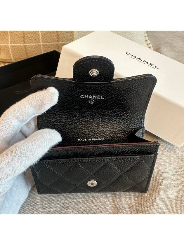 Classic caviar card wallet snap black silver cabinet - CHANEL - BALAAN 4