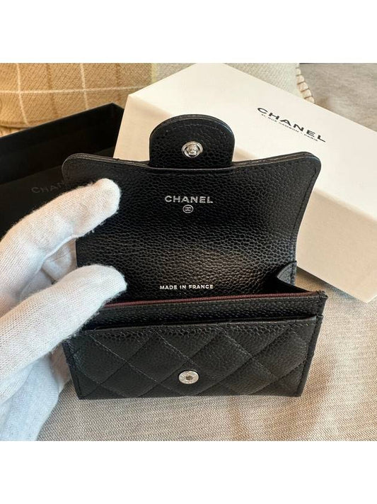 Classic caviar card wallet snap black silver cabinet - CHANEL - BALAAN 1