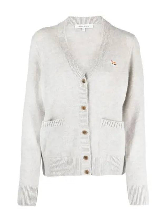 Baby Fox Patch Boxy Cardigan Light Grey Melange - MAISON KITSUNE - BALAAN 2