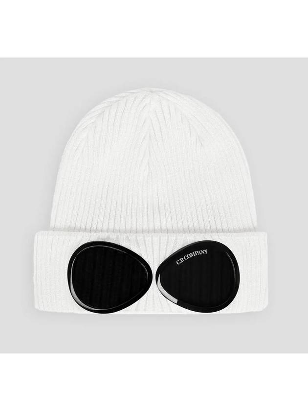 Goggle Detail Ribbed Beanie White - CP COMPANY - BALAAN 2