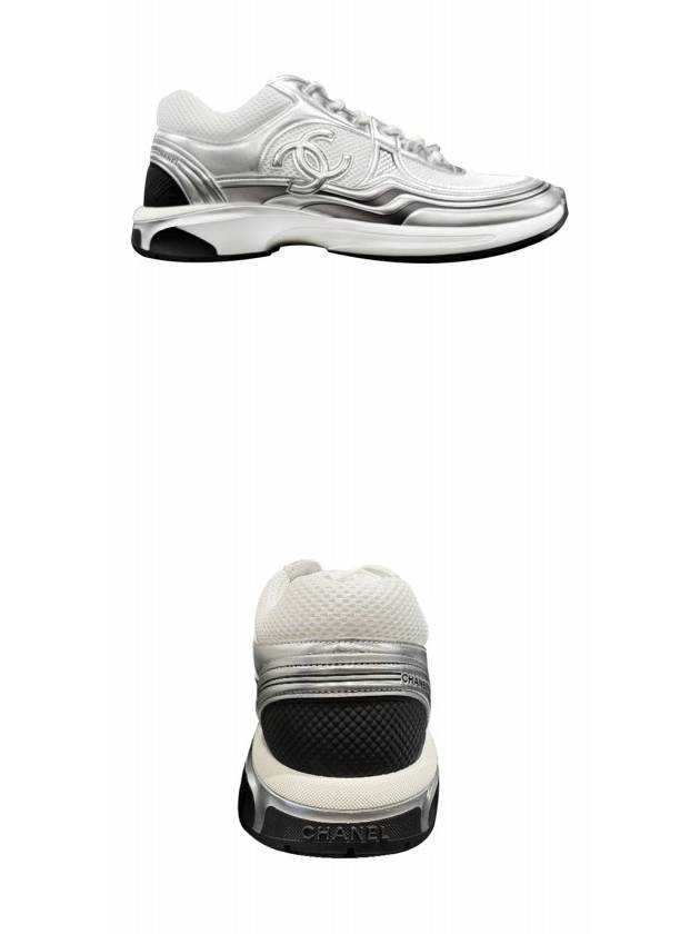 Fabric Laminated Low Top Sneakers Silver - CHANEL - BALAAN 5