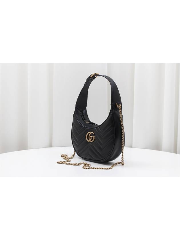 GG Marmont Half Moon Chain Mini Shoulder Bag Black 699514 - GUCCI - BALAAN 3