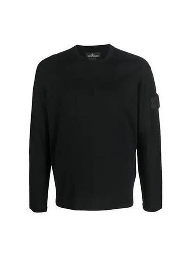 Knit shadow arm patch detail sweatshirt black blue - STONE ISLAND - BALAAN 1