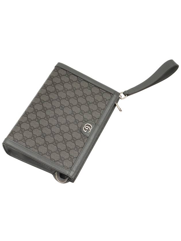 Gray GG Supreme Canvas Ophidia Strap Pouch Clutch - GUCCI - BALAAN 3