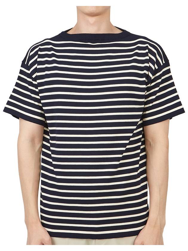 Boatman Organic Cotton Short Sleeve Knit Top Striped White Navy - ANDERSEN-ANDERSEN - BALAAN 2