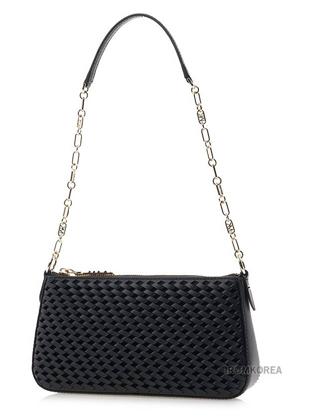 Empire Medium Chain Link Woven Leather Pochette Shoulder Bag Black - MICHAEL KORS - BALAAN 3