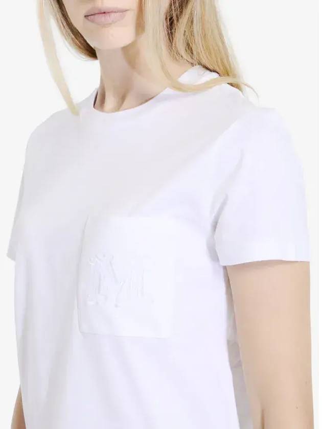 Embroidered Logo Crewneck Short Sleeve T-Shirt White - MAX MARA - BALAAN 2