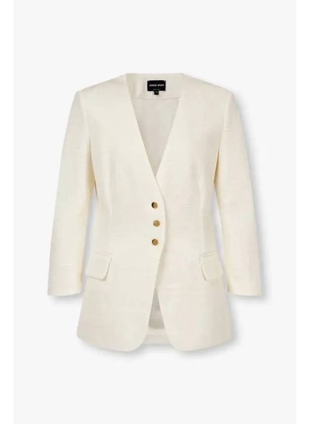 Women s Back Twist V Neck Jacket Ivory - GIORGIO ARMANI - BALAAN 1