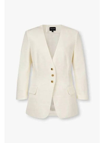 Women s Back Twist V Neck Jacket Ivory - GIORGIO ARMANI - BALAAN 1