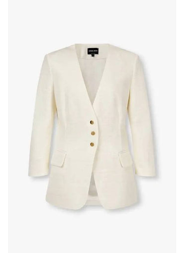 Women s Back Twist V Neck Jacket Ivory - GIORGIO ARMANI - BALAAN 1