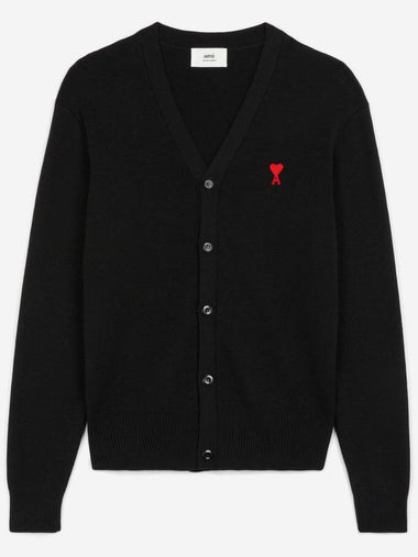 Small heart logo wool cardigan black BFHKC001 - AMI - BALAAN 1