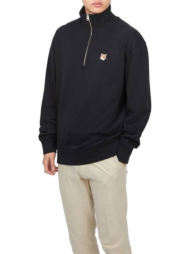 Fox Head Patch Half Zipper Sweatshirt Black - MAISON KITSUNE - BALAAN 5