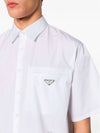 Triangle Logo Pocket Regular Fit Cotton Short Sleeve Shirt White - PRADA - BALAAN 3