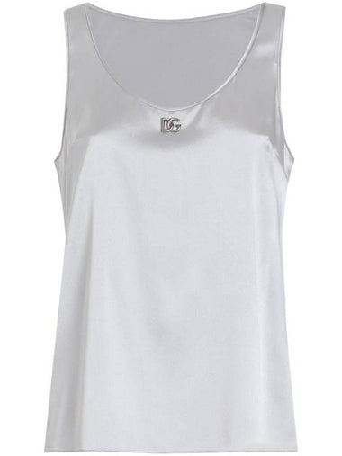 Dolce & Gabbana Silk Satin Tank Top With Dg Logo Pin Clothing - DOLCE&GABBANA - BALAAN 1