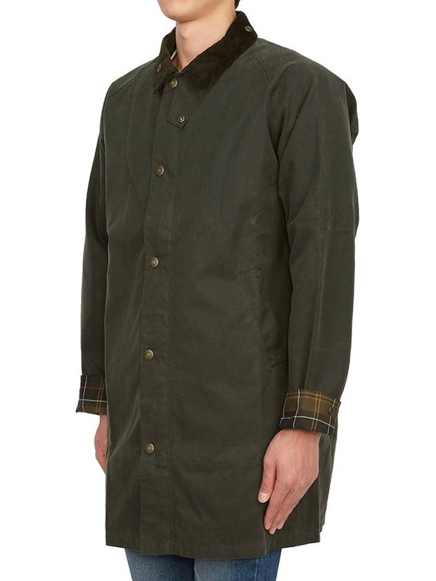 Men's Macklow Wax Zip Up Jacket Olive - BARBOUR - BALAAN 7