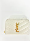 Cassandre Matelasse Lambskin Coin Wallet White - SAINT LAURENT - BALAAN 2