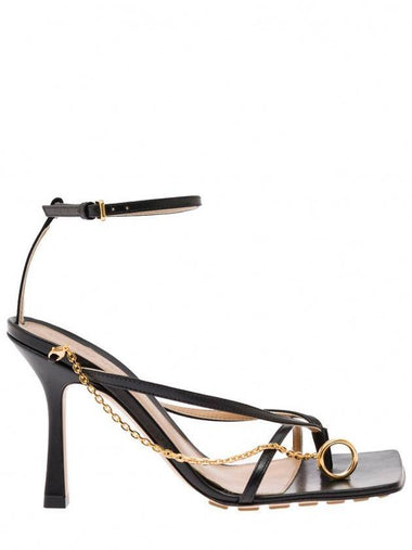 Metal Chain Stretch Sandals Heel Black - BOTTEGA VENETA - BALAAN 1