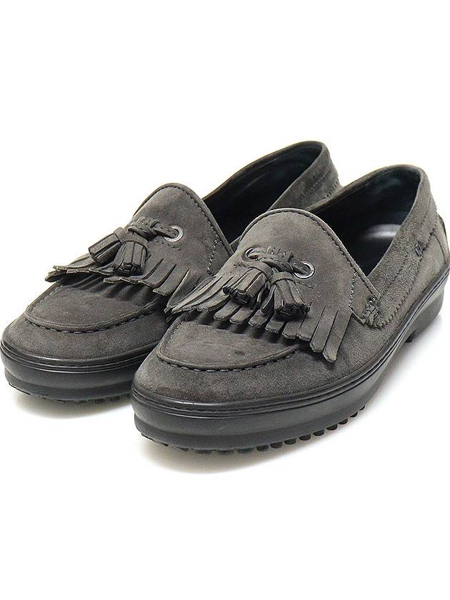 Tod s Dark Gray Suede Fringe Tassel Decorated Driving Shoes Women Loafers 35 5 - TOD'S - BALAAN 3