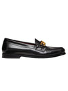 V logo chain leather loafers black - VALENTINO - BALAAN 1