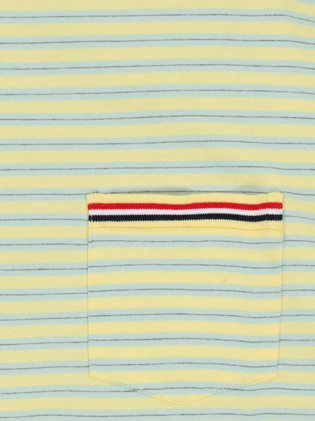 Striped Jersey Pocket Short Sleeve T-Shirt Green Yellow - THOM BROWNE - BALAAN 5