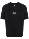 Men's Logo Print Crew Neck Cotton Short Sleeve T-Shirt Black - CP COMPANY - BALAAN 3