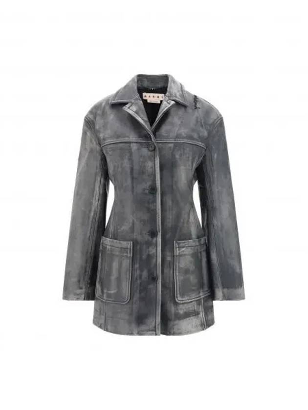 4 Button Leather Jacket Grey - MARNI - BALAAN 2