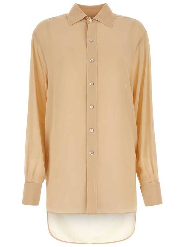 Women's Turn-up Cuffs Silk Long Sleeve Shirt Nude - MAISON MARGIELA - BALAAN 2