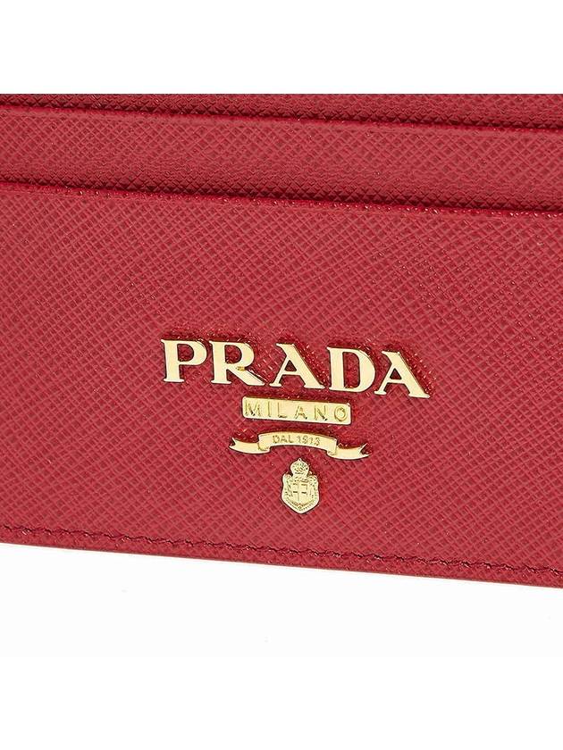 Metal Logo Saffiano Card Wallet Red - PRADA - BALAAN 7