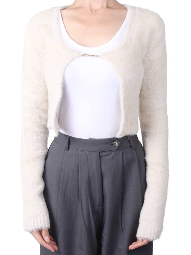 Women's La Maille Neve Fluffy Charm Cardigan Offwhite - JACQUEMUS - BALAAN.