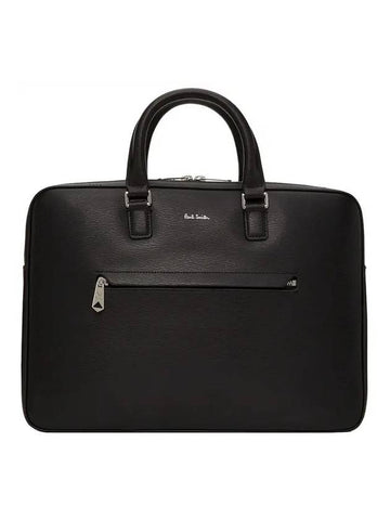 Men's Slim Striped Leather Brief Case Black - PAUL SMITH - BALAAN 1