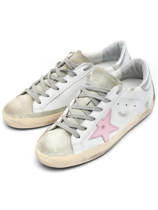 Women's Superstar Silver Heel Tab Pink Star Low Top Sneakers White - GOLDEN GOOSE - BALAAN 2
