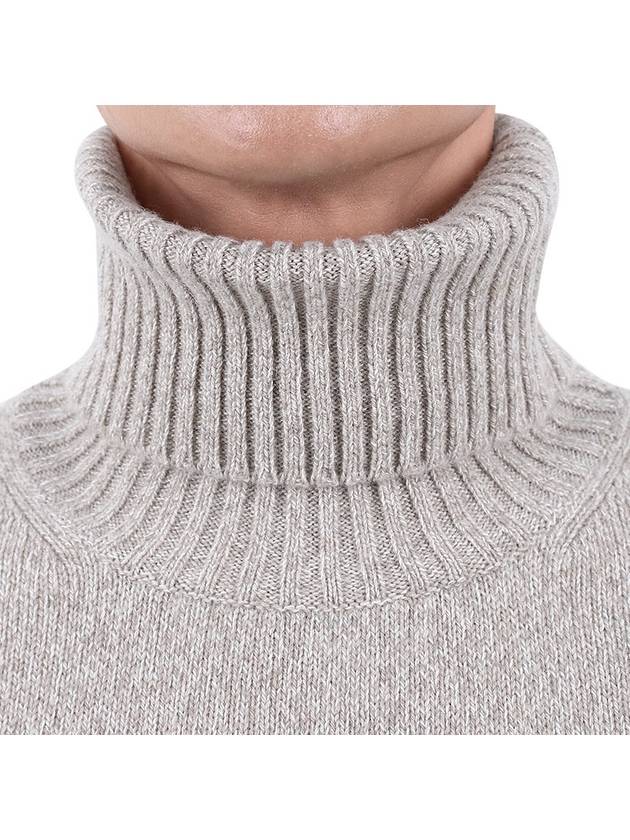 Heart Logo Cashmere Turtleneck Beige - AMI - BALAAN 6