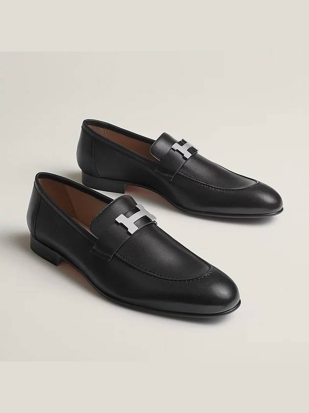 Men s Paris Loafers Black Silver 41 5 H172368ZA - HERMES - BALAAN 1