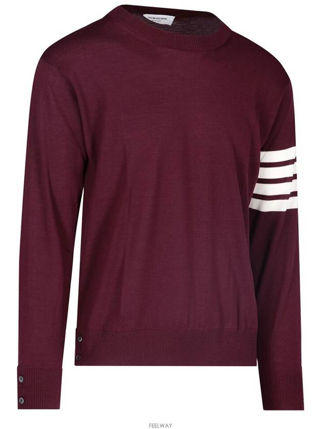 4 Bar Armband Classic Merino Wool Knit Top Burgundy - THOM BROWNE - BALAAN 5