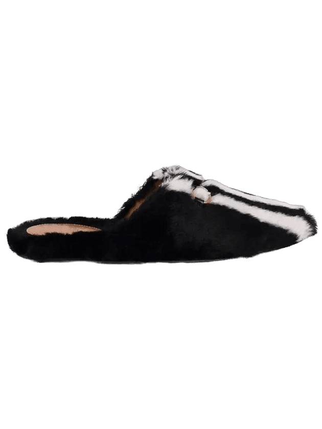 Horsebit 3 Striped Fur Mule Black - GUCCI - BALAAN 1