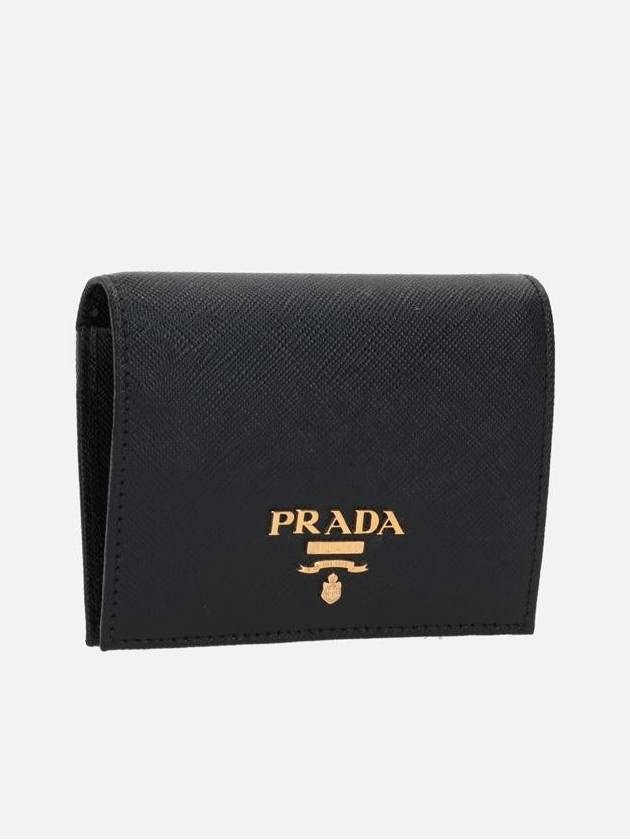 Small Saffiano Metal Logo Bicycle Wallet Black - PRADA - BALAAN 4