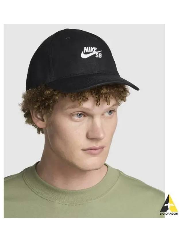 SB Club Unstructured Skateboarding Cap Black White HF7278 010 - NIKE - BALAAN 1