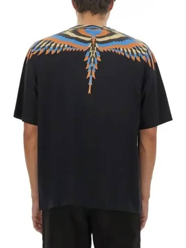 Optical Wings Printed Short Sleeve T-shirt Black - MARCELO BURLON - BALAAN 4