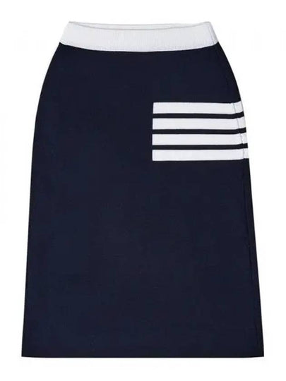 Double Face Merino 4 Bar A Line Skirt Navy - THOM BROWNE - BALAAN 2